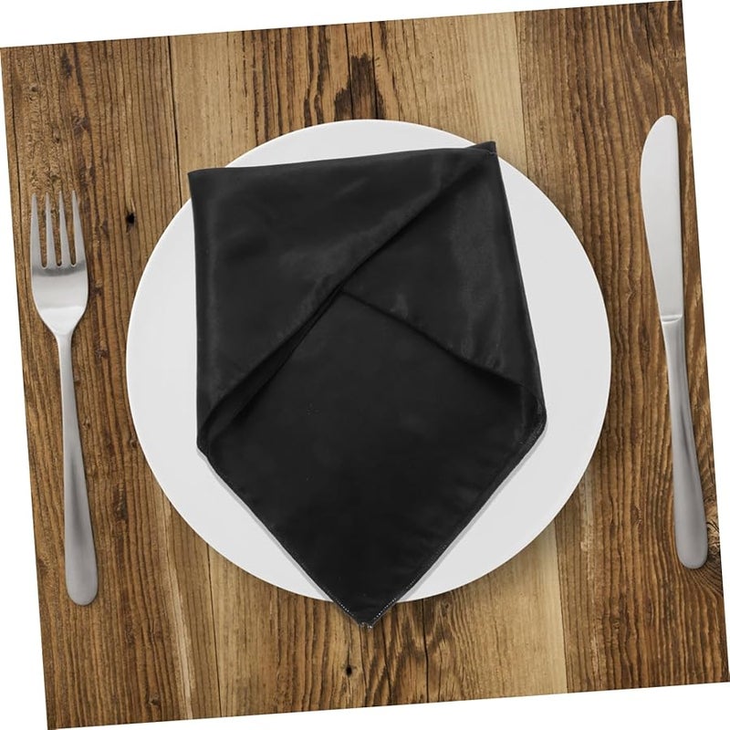 مناديل العشاء من قماش الساتان الأسود 5 قطع لحفلات الزفاف والحفلات وديكور المنزل - Image 3